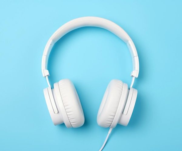 white-headphones-isolated-on-blue-background-ai-generated-photo